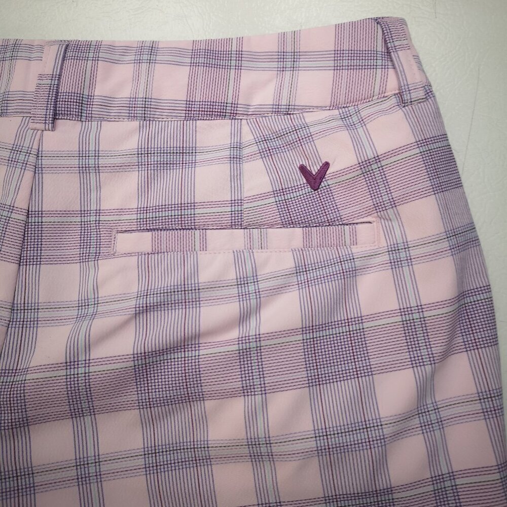 Callaway Ladies Size 8 Pink Purple & Blue Plaid Golf Shorts - Picture 10 of 14